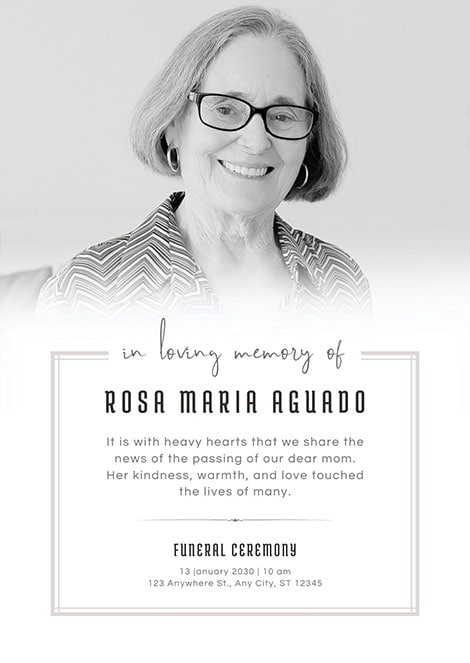 08-Gray-and-White-Clean-Death-and-Funeral-Announcement การ์ดงานศพ สีเทา ขาวGray and White Clean Death and Funeral Announcement